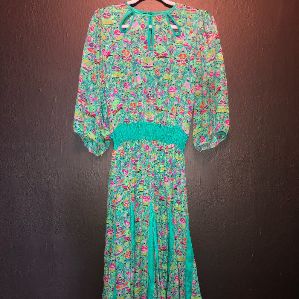 Vintage 1980’s satin multi colored dress.